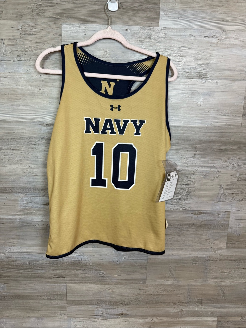 Under Armour Navy Lacrosse Jersey Tank Top Reversible Large #10 Gold Blue